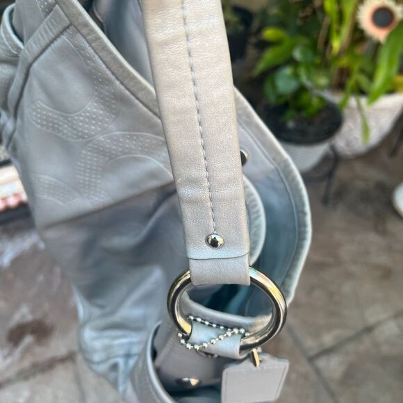 Coach B0971-13622 Gray Pebble Leather Silver Hardware Hobo Shoulder Monogram Bag - Picture 14 of 15
